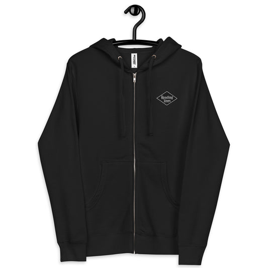 Reading Lines Unisex fleece zip up hoodie