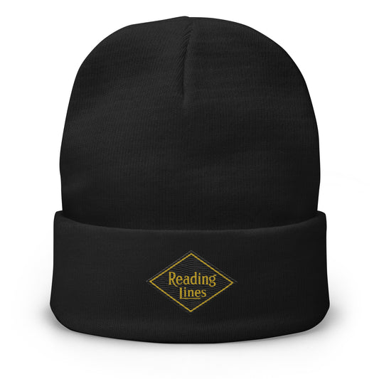 Reading Lines Embroidered Beanie